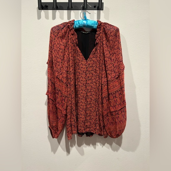 KOBI HALPERIN Mckenna Peasant Blouse / Size Medium / - Picture 7 of 9